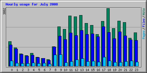 Hourly usage for July 2008