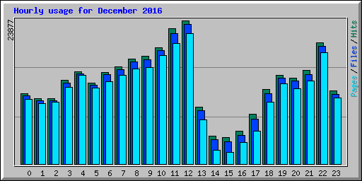 Hourly usage for December 2016